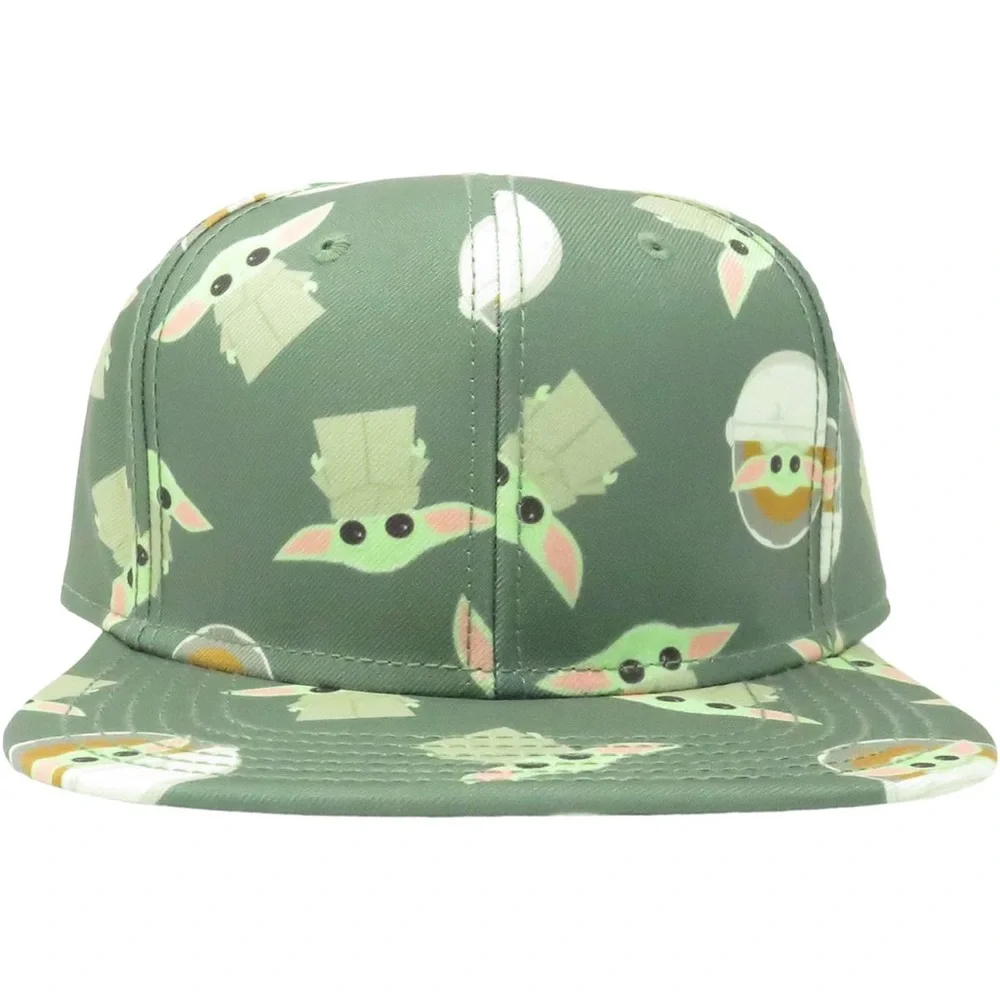 Green Baby Yoda Patterned Snapback Hat NEW